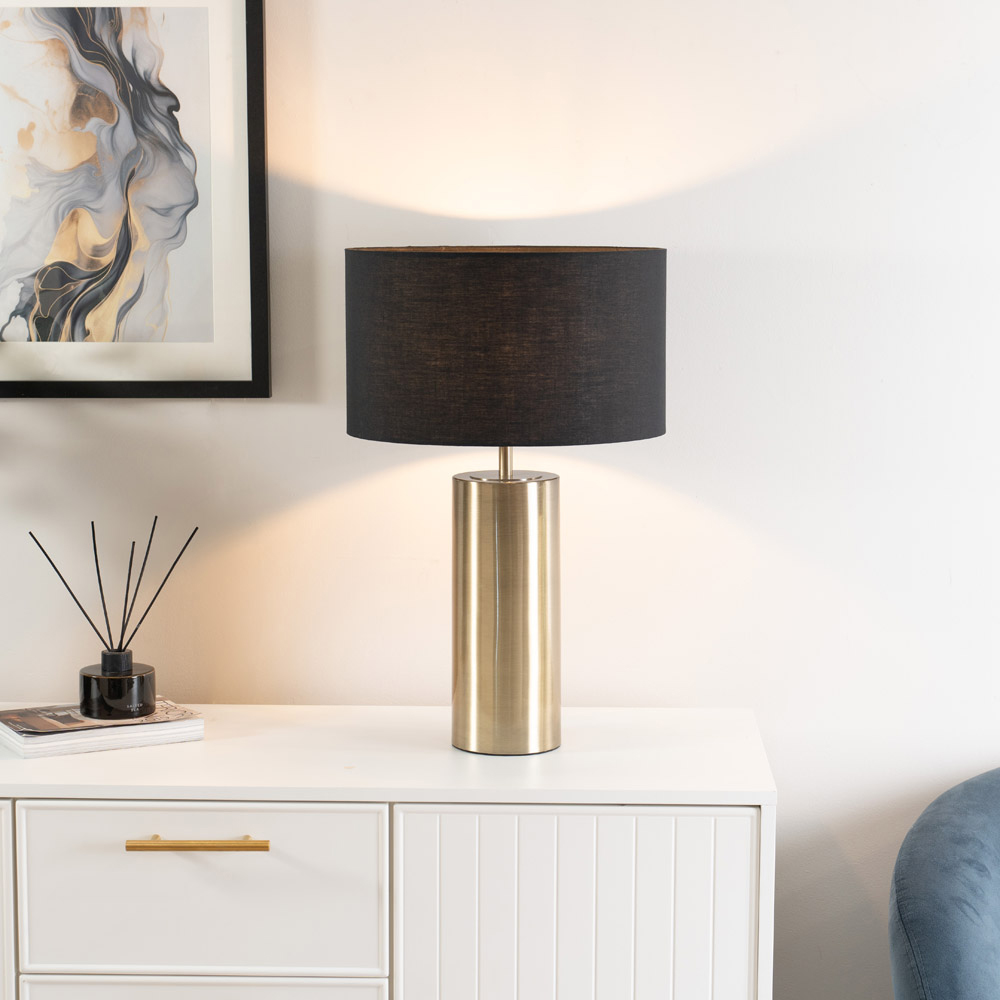 ValueLights Lexy Reni Black and Antique Brass Shade Touch LED Table Lamp Image 2