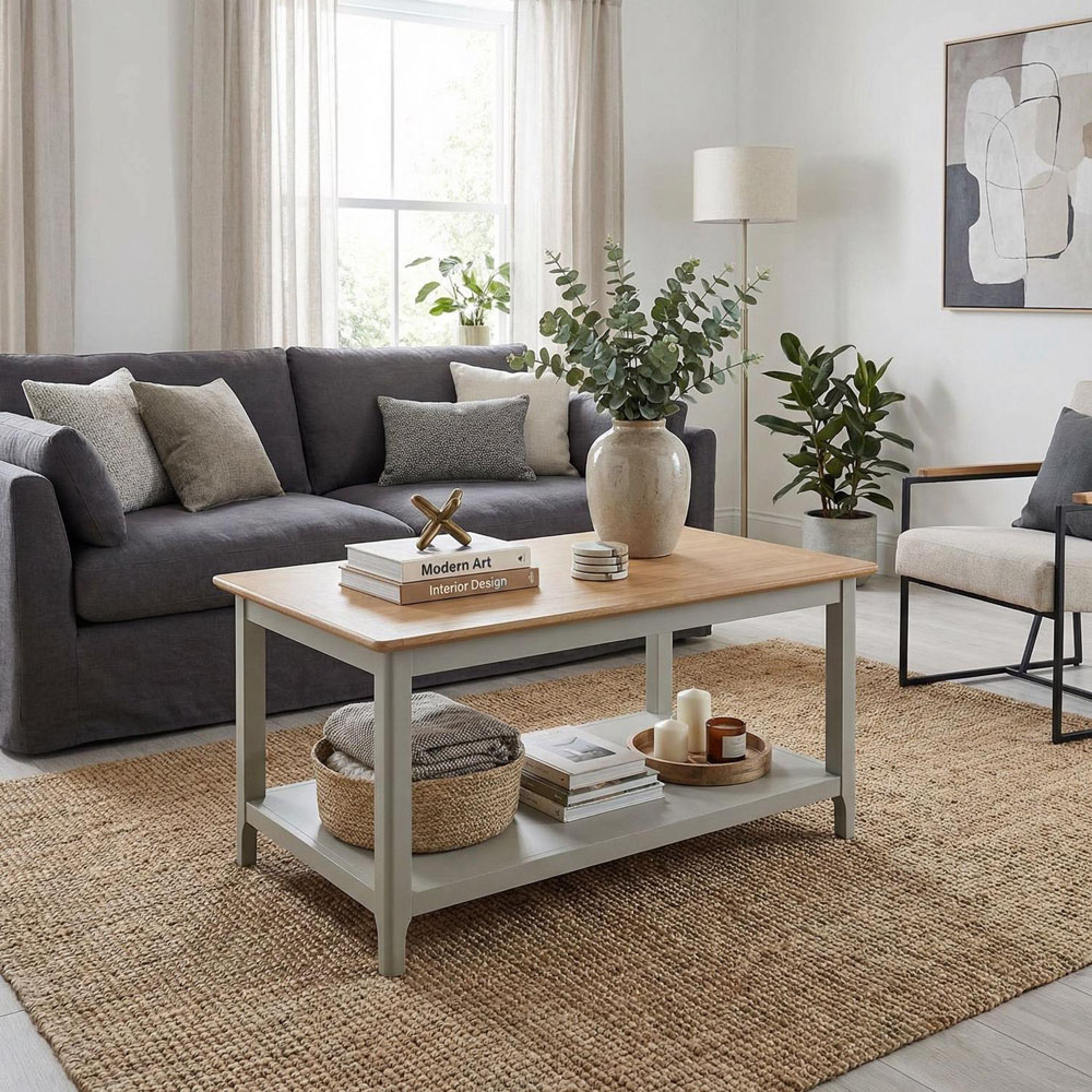 FWStyle Taberno Sage Green and Oak Coffee Table Image 4