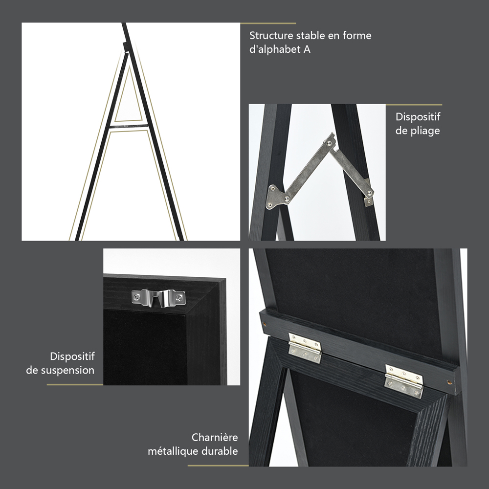 Costway Black Wooden Full Length Mirror 153 x 37cm Image 7