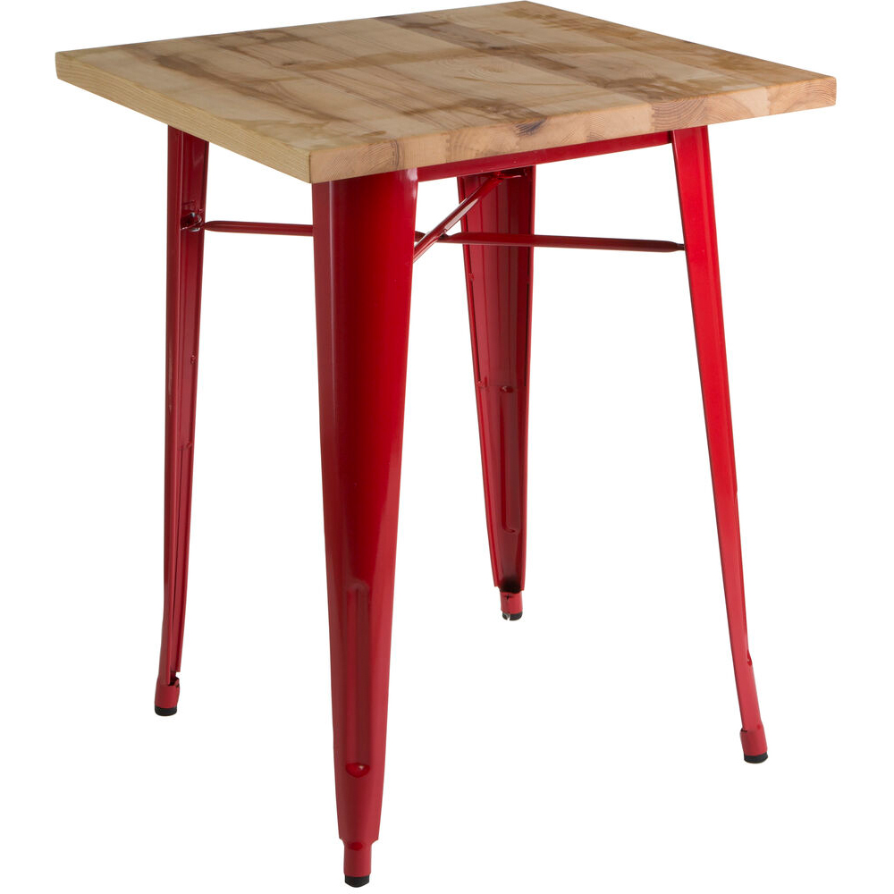 Premier Housewares Algate Red Metal and Wood Side Table Image 2