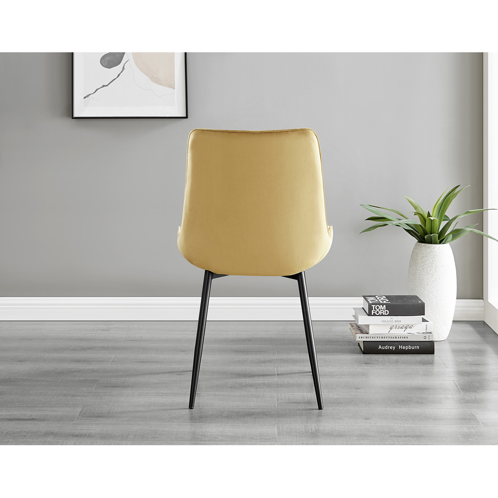 Furniturebox Cesano Set of 2 Mustard Yellow and Black Velvet Dining Chair Image 5