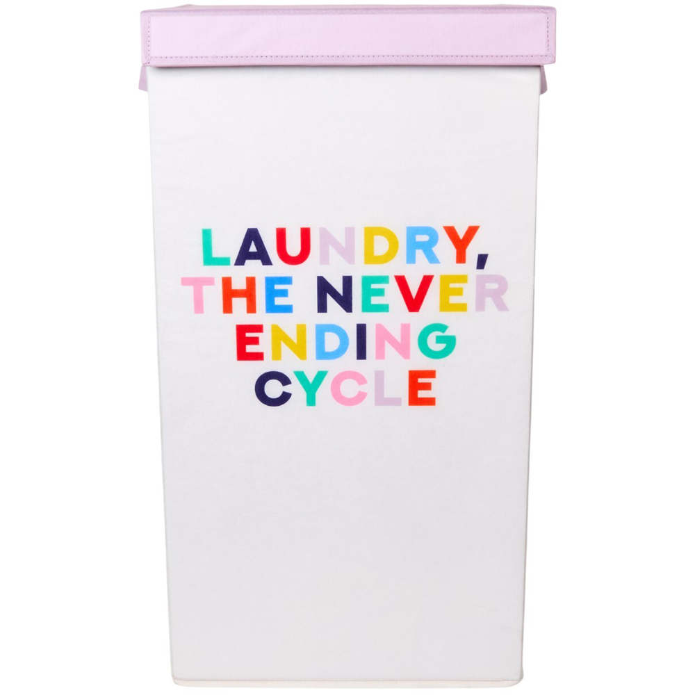 Folding Laundry Hamper White Bright Lettering Image 2