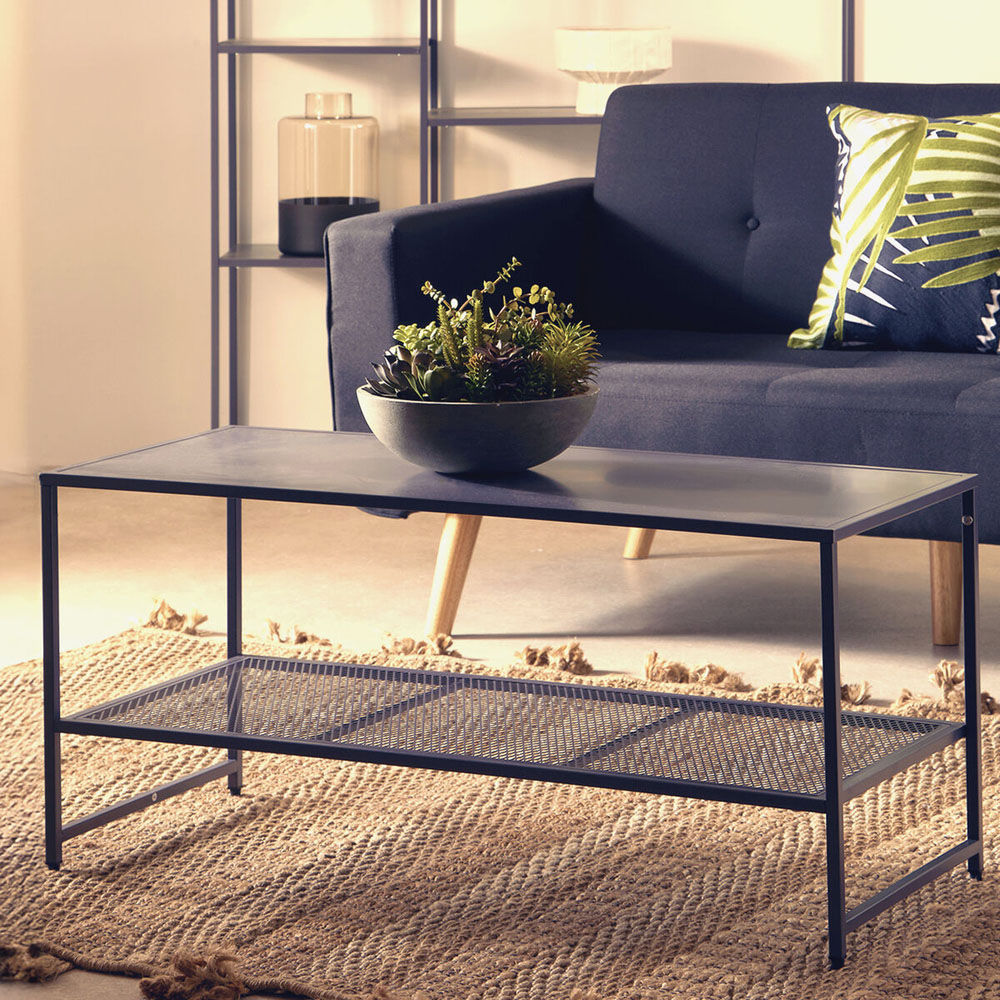Premier Housewares Grey Metal Coffee Table Image 3
