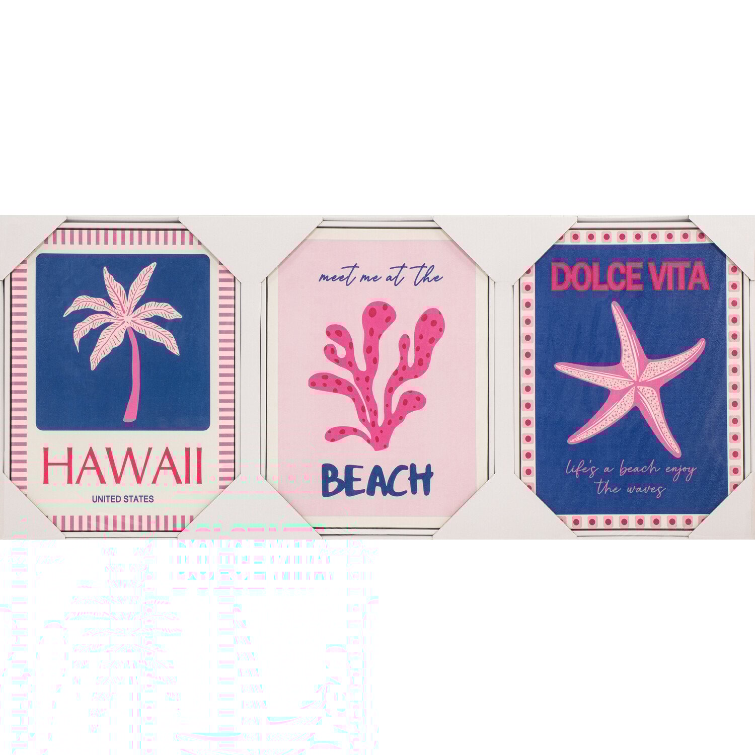 Set of 3 Dolce Vita Beach Glossy Canvas Prints Pink Image 1