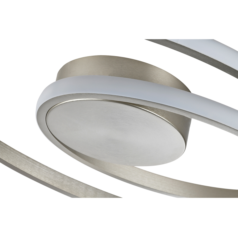 Happy Homewares Double Swirl Strip Satin Nickel LED Flush Ceiling Light Image 3