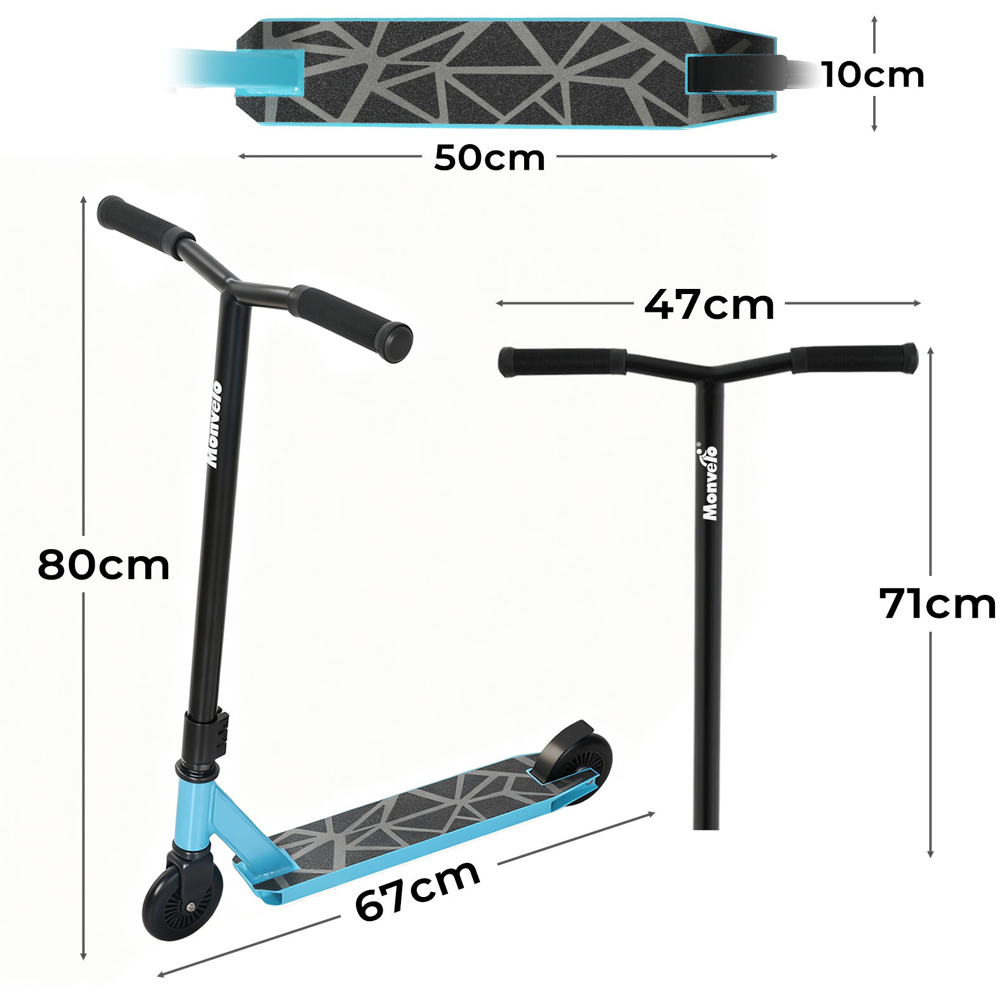 Monvelo Light Blue and Black Kids Adult Freestyle Stunt Scooter Image 9