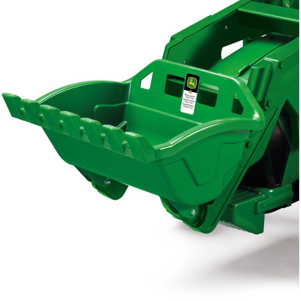 PEG John Deere Ground Loader Kids Electric Ride-On Tractor Green and Yellow 12V Image 8
