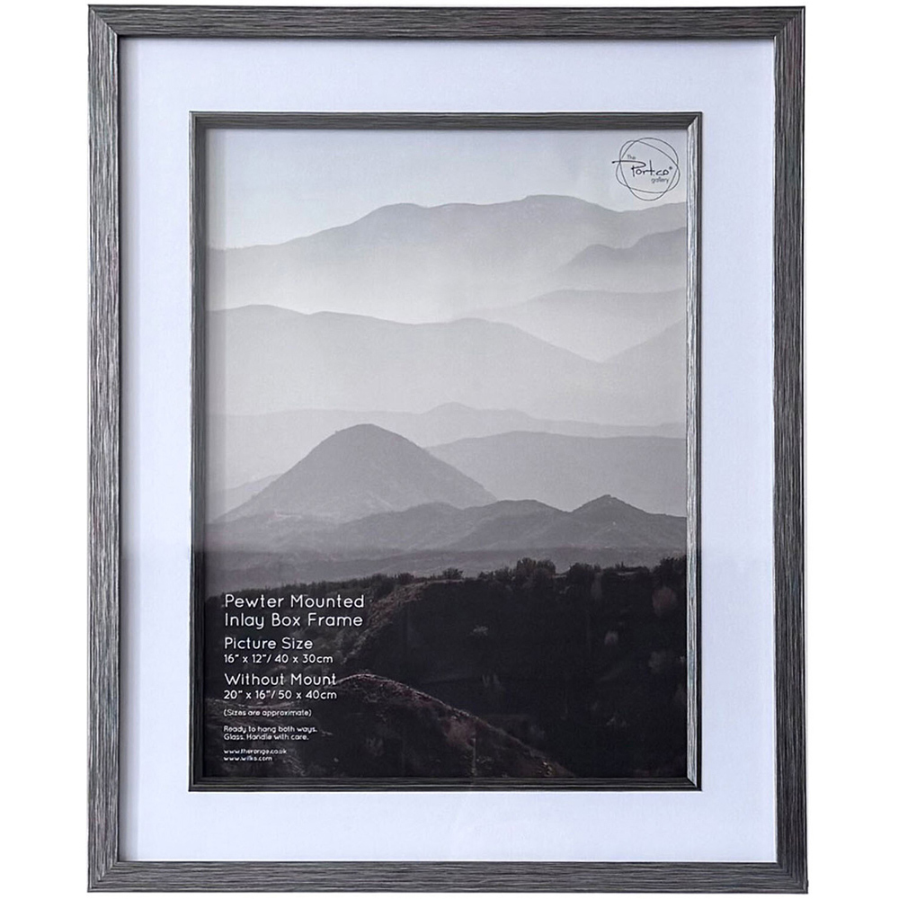 Mounted Inlay Box Photo Frame Pewter 16 x 12 inch Image 2