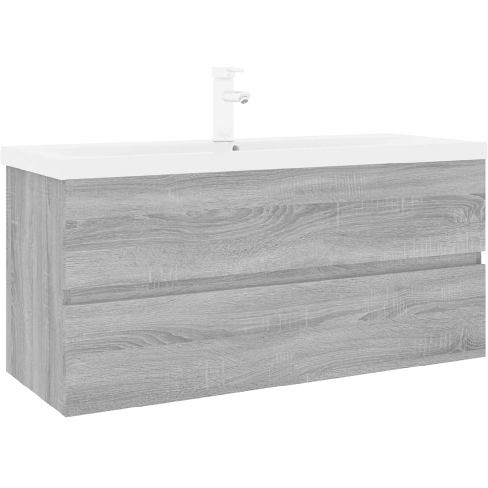 vidaXL 2 Drawer Grey Washbasin Cabinet with Built-In Sink Image 2