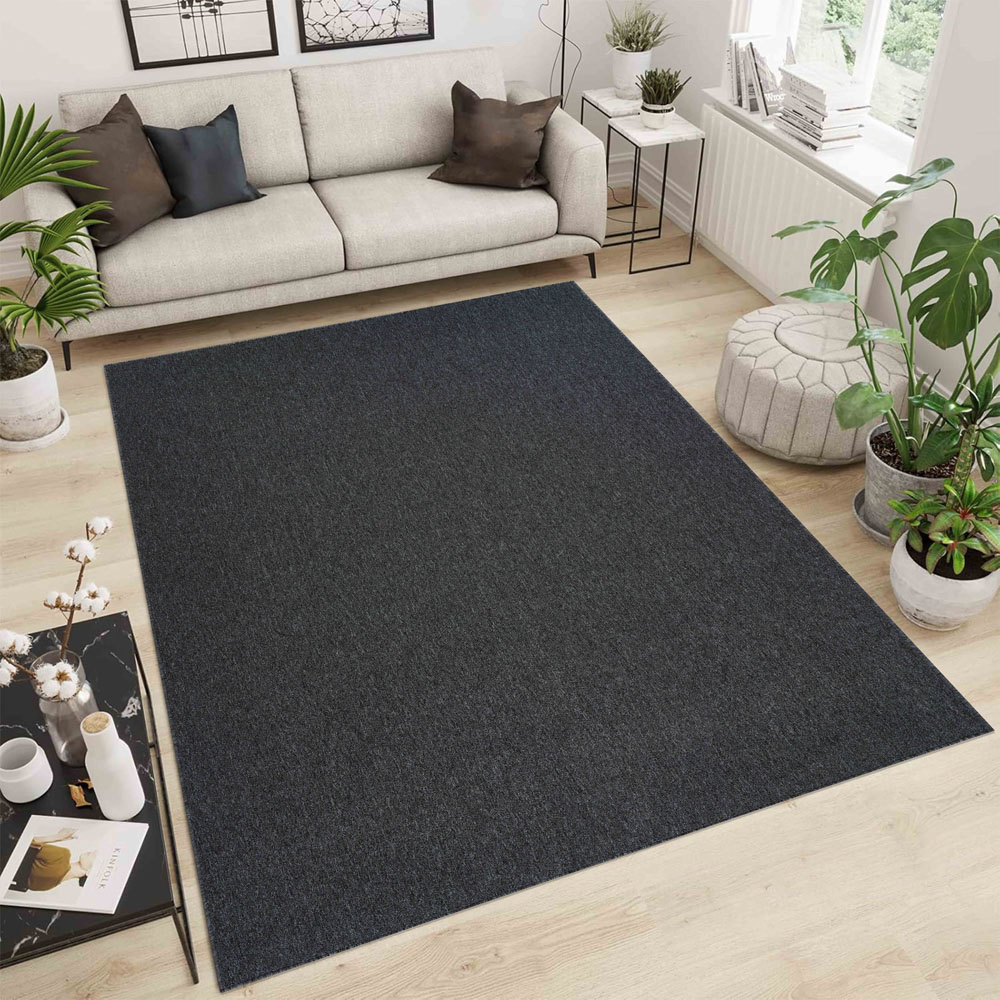 Desire Rugs Simple Dark Grey Low Pile Felt Backing Tufted Rug 220 x 60cm Image 6
