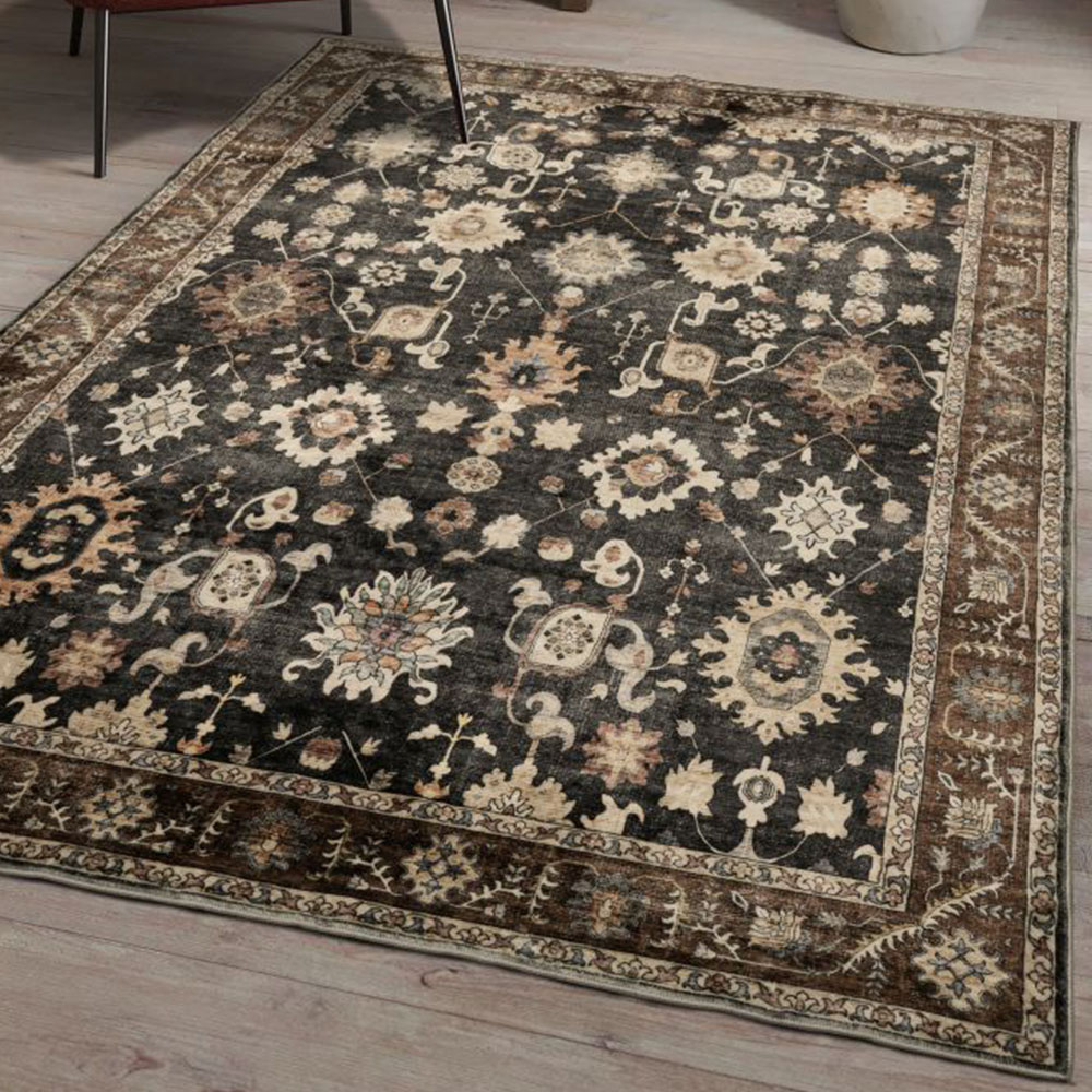 Homemaker Roma Black Heritage Inspired Traditional Rug 140 x 200cm Image 1
