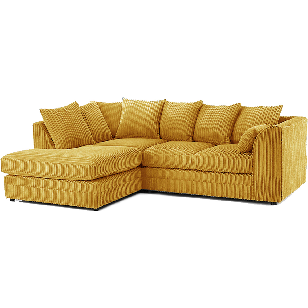 Luxor 3 Seater Mustard Jumbo Cord Left Hand Facing Corner Sofa Image 2
