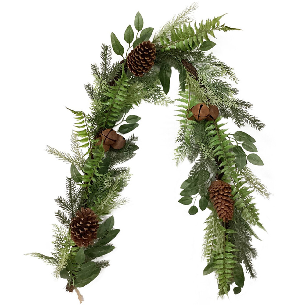 Christmas Garland With Bells - Green Image