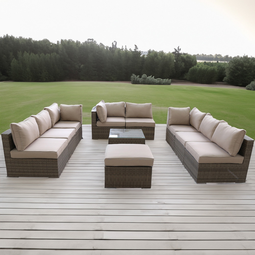 Furniture One 9 Seater Yellow Rattan Modular Outdoor Sofa Image 1