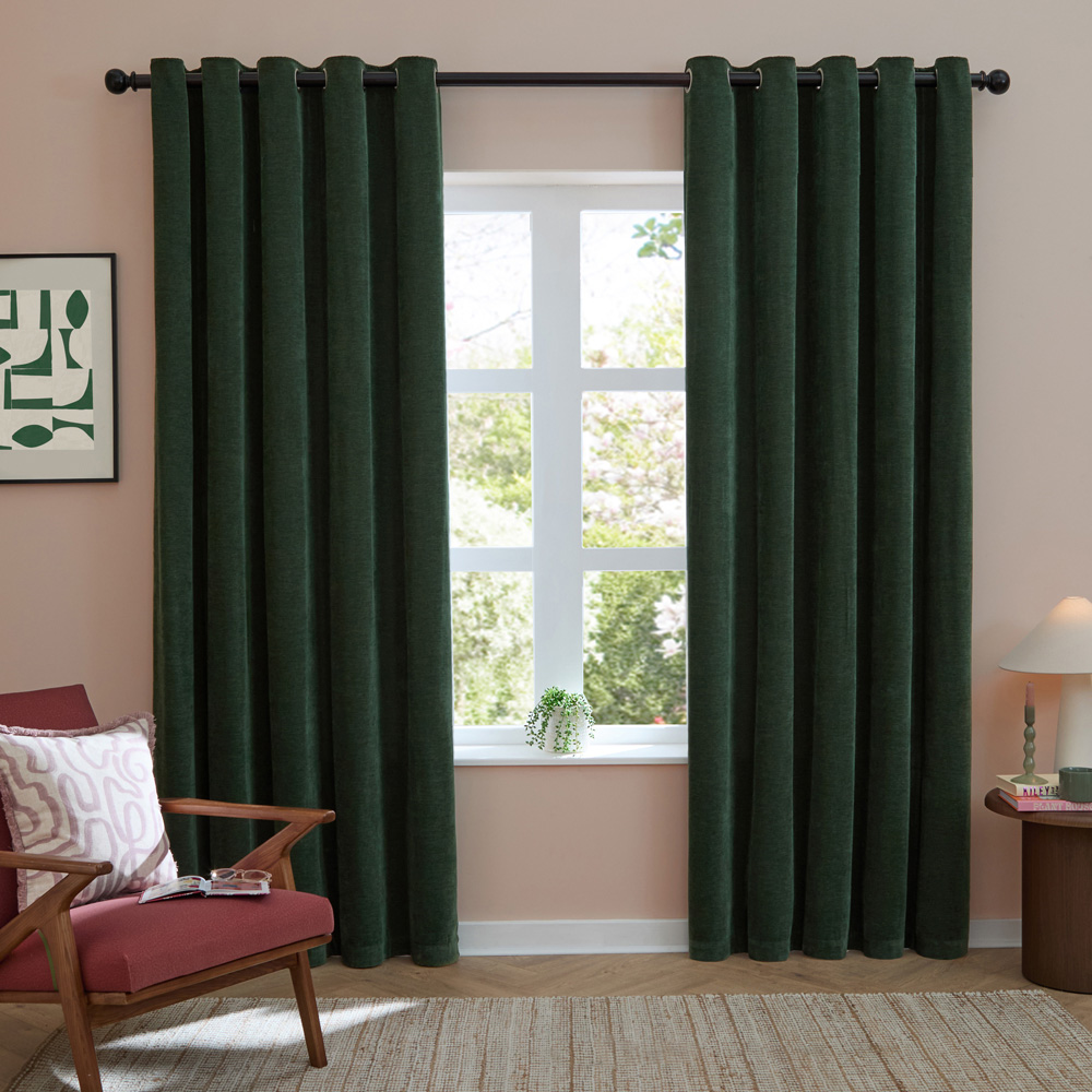 Furn Bottle Soft Chenille Blackout Eyelet Curtains 168 x 183cm Image 5