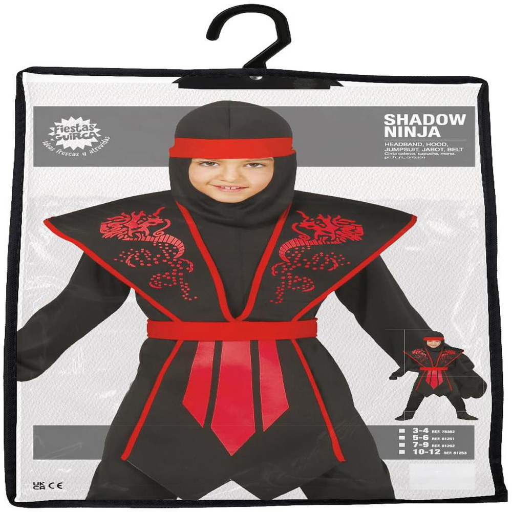 Fiestas Guirca Ninja Shadow Black and Red Halloween Costume 10 to 12 Years Image 4