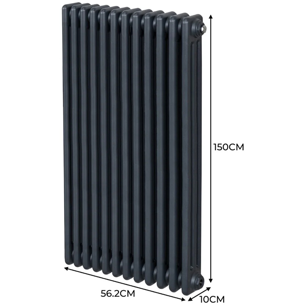Monster Shop 7046 BTU Anthracite Grey Traditional 3 Column Radiator 1500 x 562mm Image 6