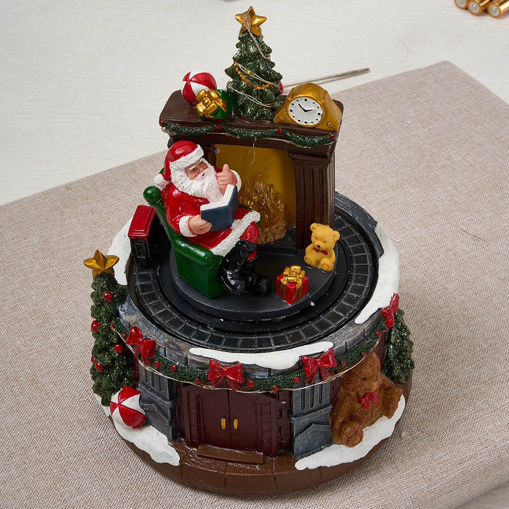 Living and Home Santa by Fireplace LED Music Box Image 2