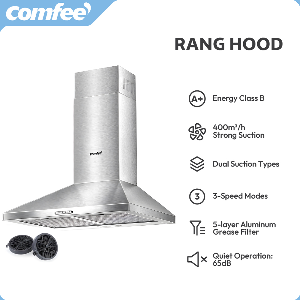 Comfee 60cm Wall Mounted Chimney Cooker Hood Extractor with LED Image 3