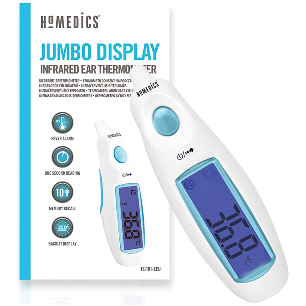 Homedics Jumbo Display Digital Waterproof Infrared Ear Thermometer Image 2