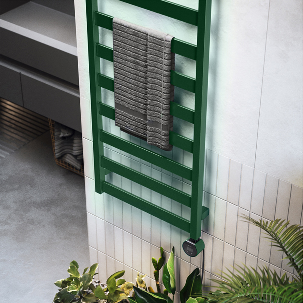 Terma Vivo Matt Green Electric Towel Rail with VEO Element Controller 1630 x 500mm Image 8