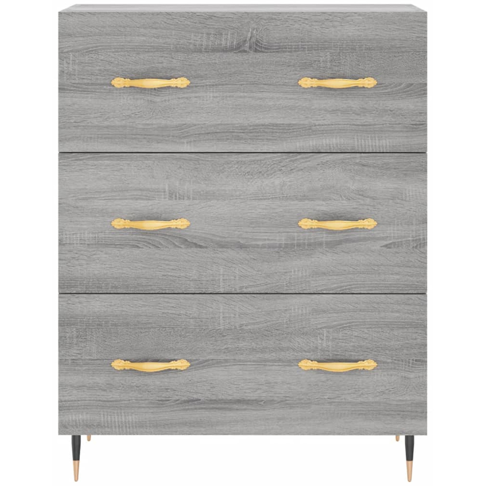 vidaXL 3 Drawer Grey Sonoma Wooden Sideboard Image 5