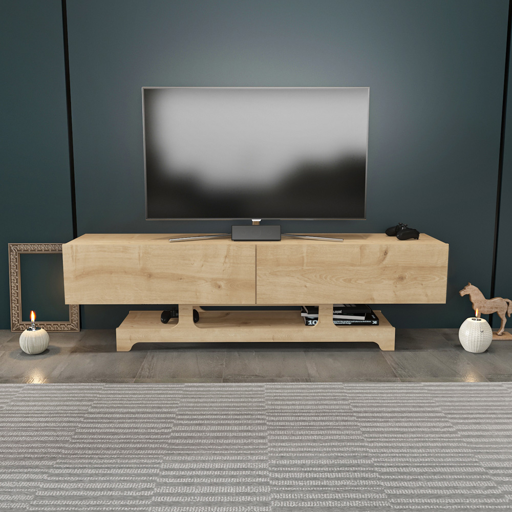Decorotika Tera 2 Door Single Shelf Oak TV Unit Image 4