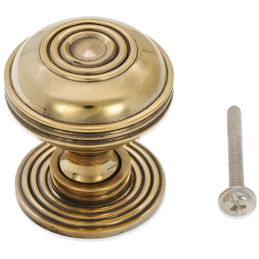 Spira Brass Preston Aged Brass Large 38mm Cupboard Knob Image 3