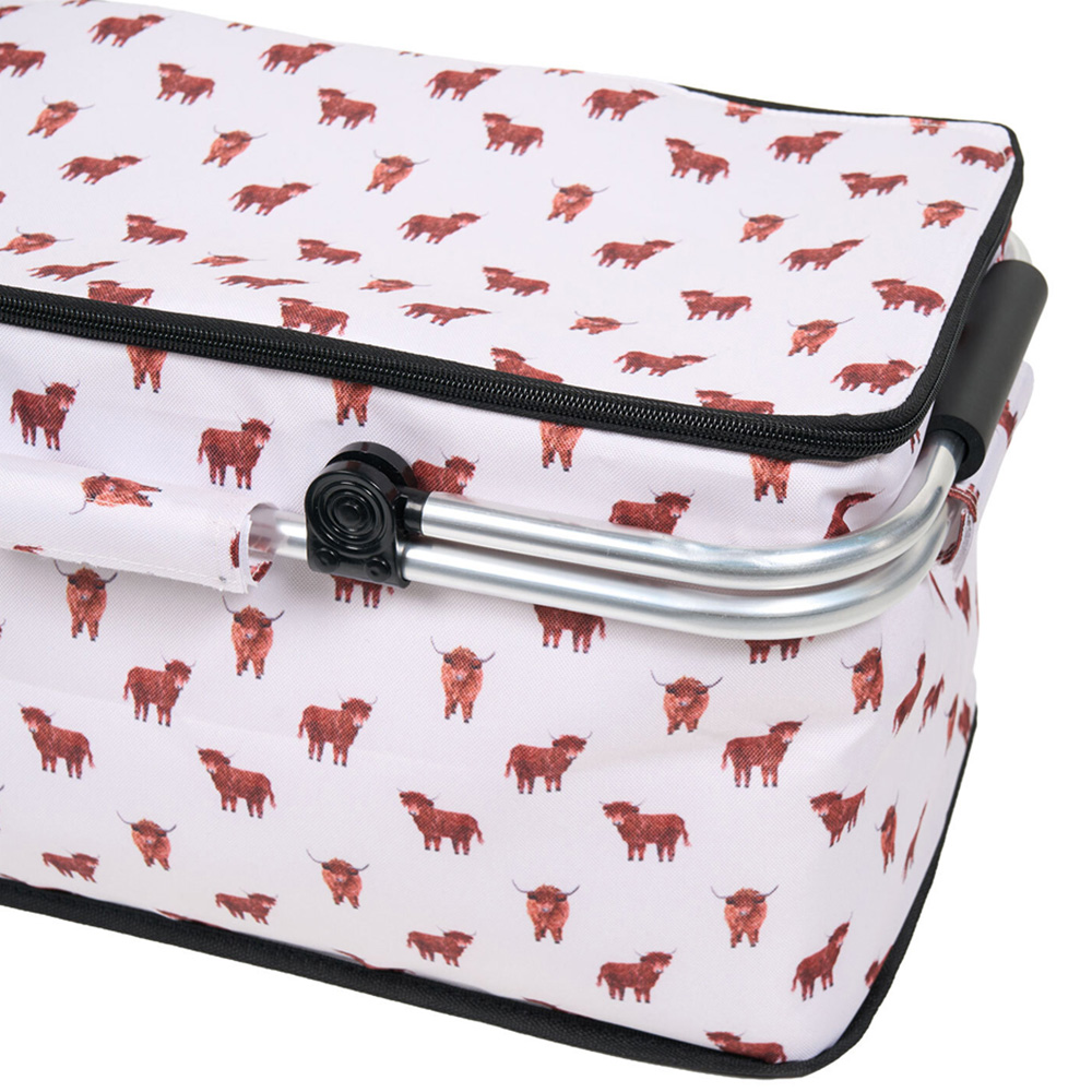Highland Cow Picnic Bag with Handles White Image 5