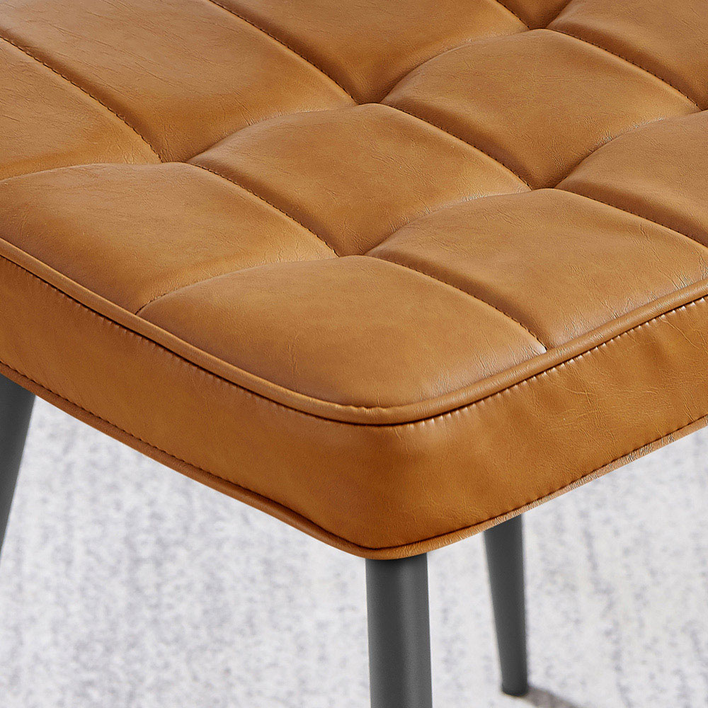 Furniturebox Boston Set of 2 Tan and Black Faux Leather Dining Chair Image 2