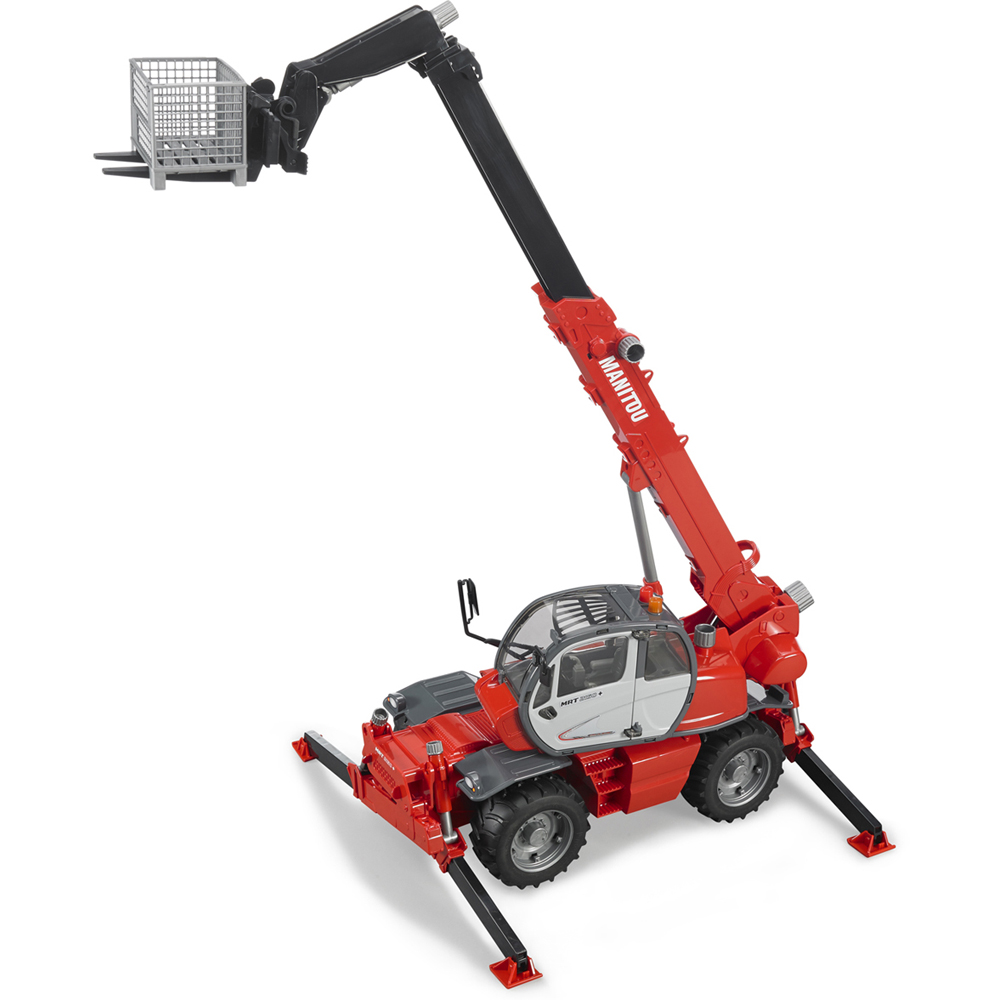 Bruder Kids Manitou MRT 2150 Telescopic Industrial Forklift Playset Model with Accessories Image 5