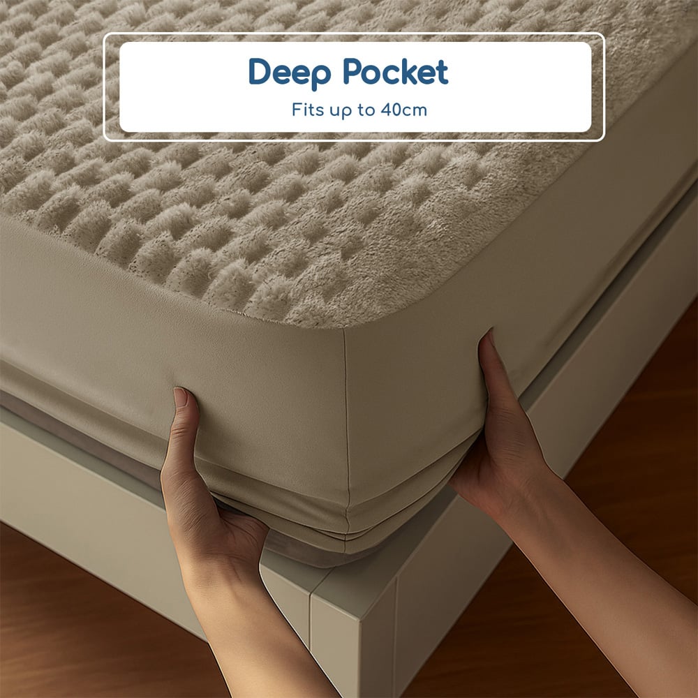 Velosso Double Beige Chunky Popcorn Fitted Sheet Image 5