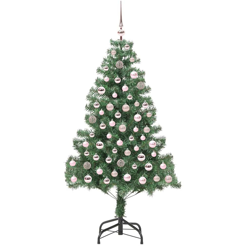 vidaXL Pre-Lit Pink Baubles Green Artificial Christmas Tree 6ft Image 4