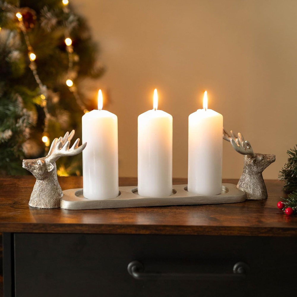 Marco Paul Silver Stag Pillar Candle Holder Image 3