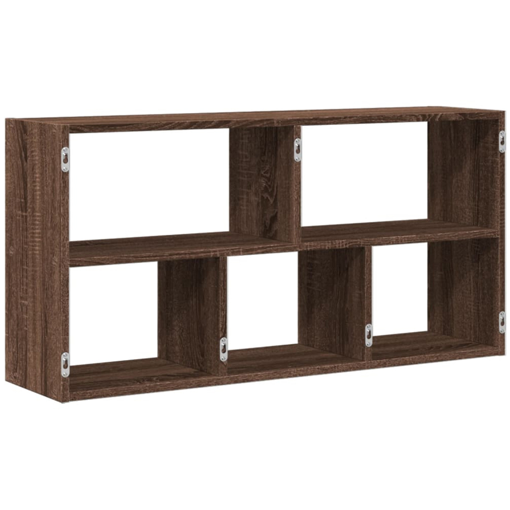 vidaXL 5 Shelf Brown Oak Floating Wall Shelf Image 5