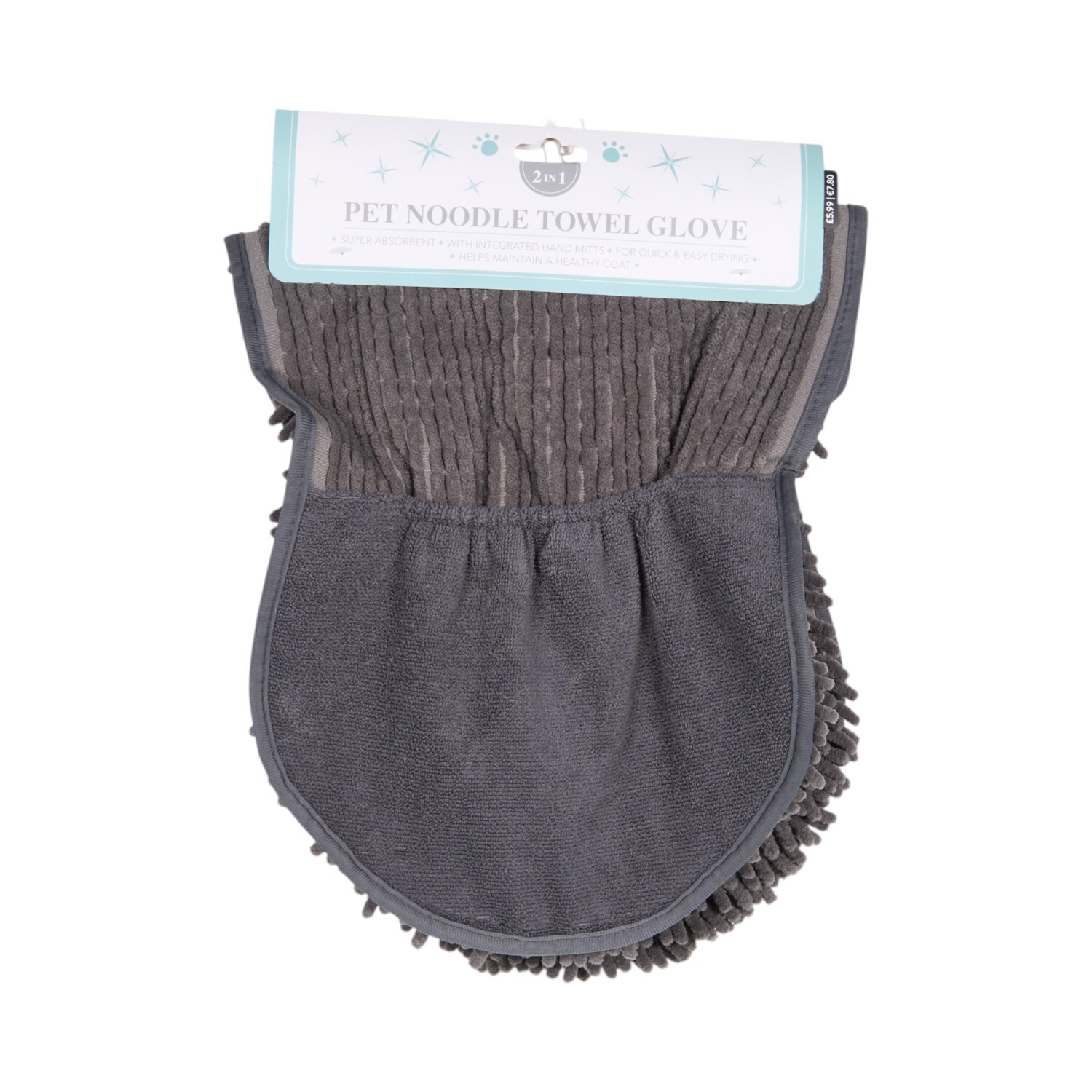 Pet Noodle Towel Glove Grey Image 1