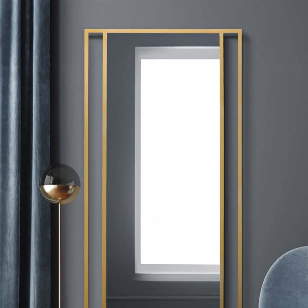 The Fenestra Gold Metal Leaner Wall Mirror 180 x 80cm Image 3