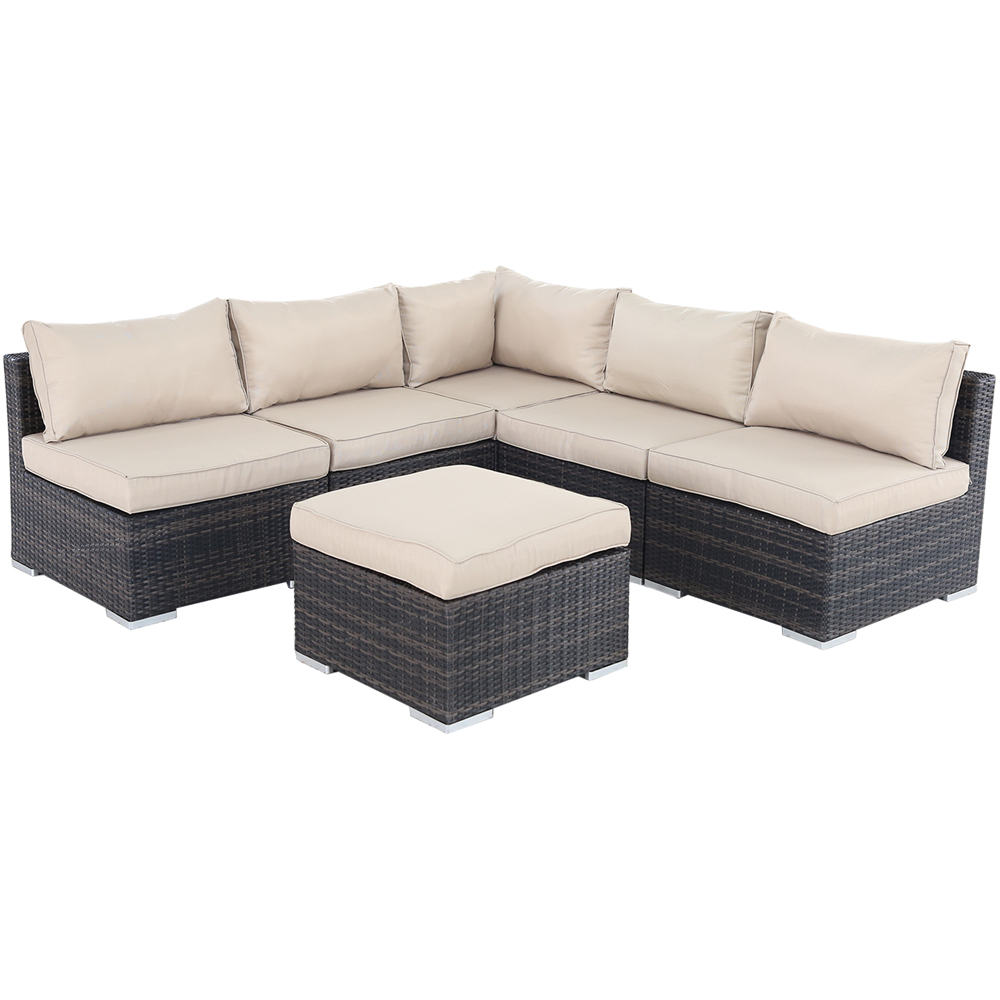 Furniture One 6 Seater Brown Garden Corner Sofa Set Image 2