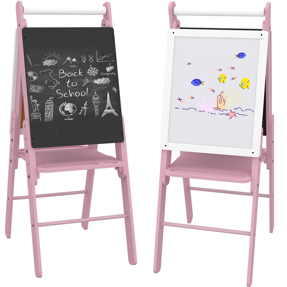 Tommy Toys 3 in 1 Pink Kids Easel with Paper Roll Image 1