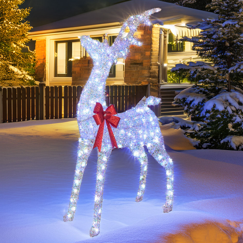 Iridescent Red Bow ReindeerWhite Image 1