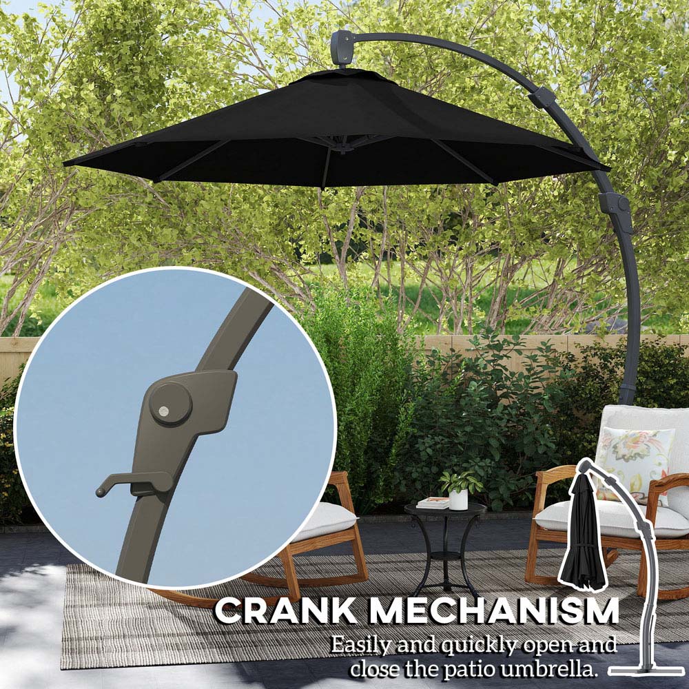 Outsunny Black Crank and Tilt Cantilever Parasol 3m Image 8