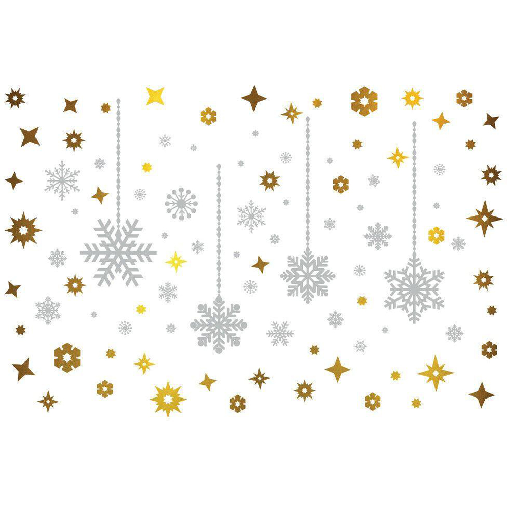 Walplus Shining Christmas Snowflakes Self Adhesive Wall Sticker 105 Piece Image 2