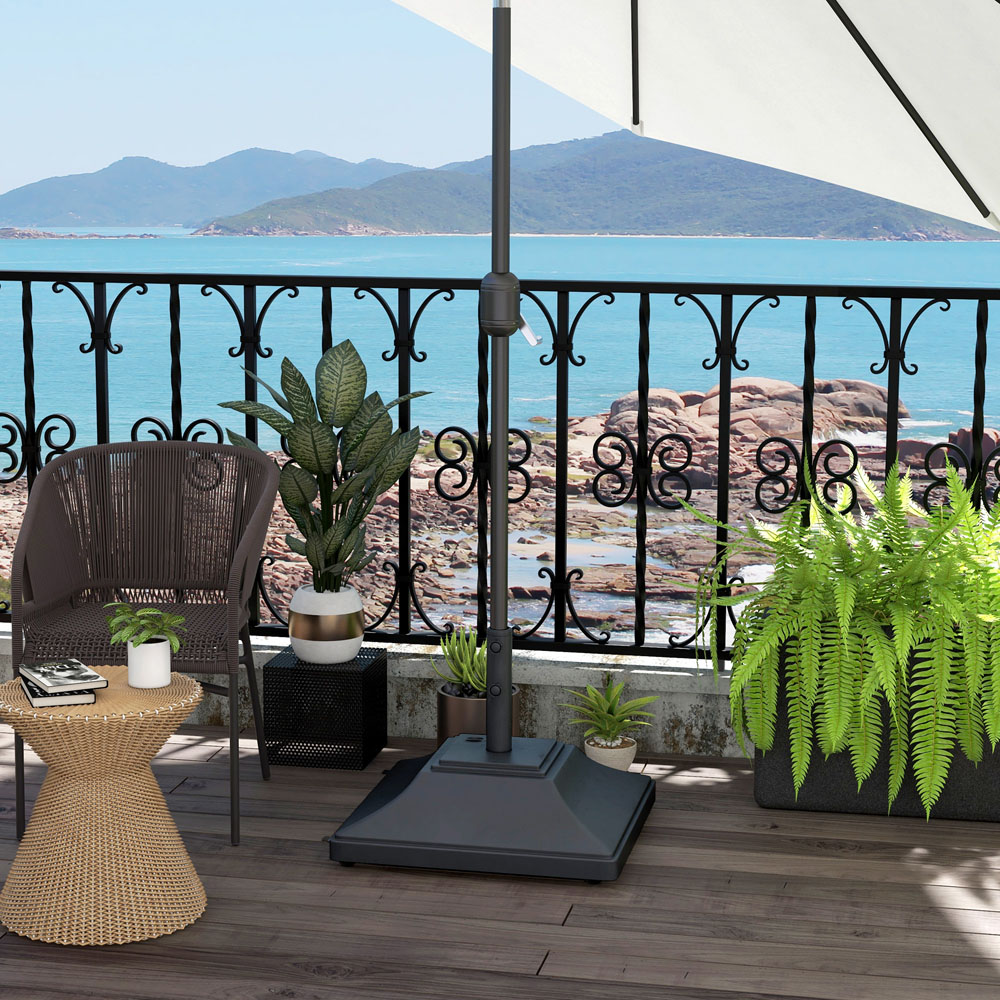 Outsunny Black Square Parasol Base with Wheels 60kg Image 2