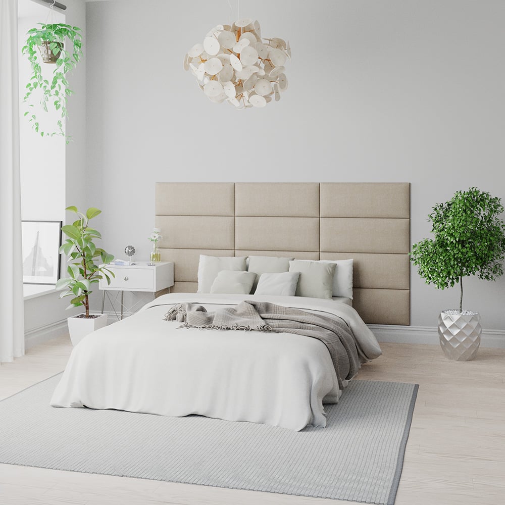 Aspire EasyMount Cream Malham Weave Upholstered Wall Mounted Headboard Panels 8 Pack Image 1