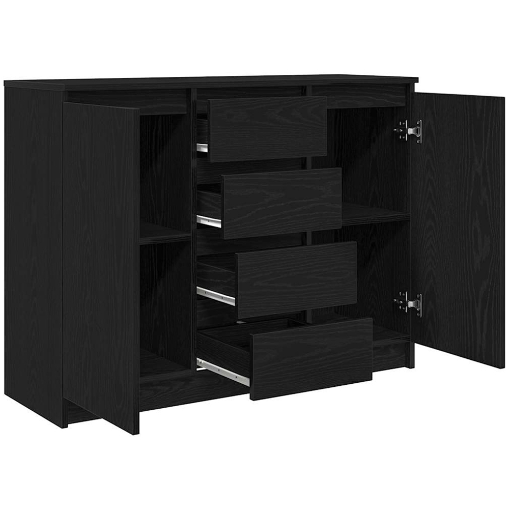 vidaXL 2 Door 4 Drawer Black Wooden Sideboard Image 5
