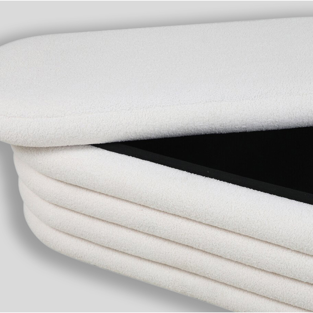 Cream Boucle Storage Ottoman Cream Image 4