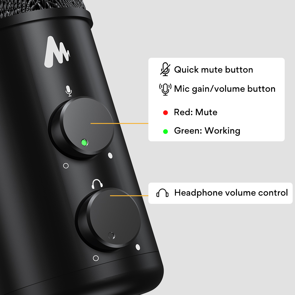 Maono USB Cardioid Condenser Omnidirectional Microphone with Headphone Jack Image 5