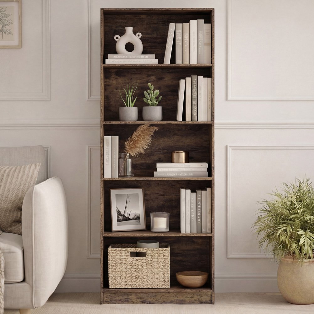 VIDA DESIGNS Cambridge 5 Shelf Dark Wood Extra Large Bookcase Image 3