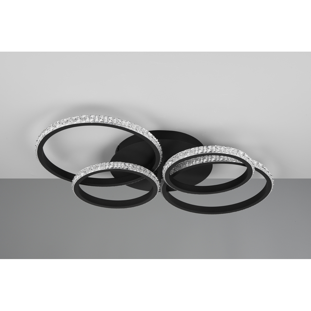 TRIO Cires Matt Black Circles LED Ceiling Light Image 5