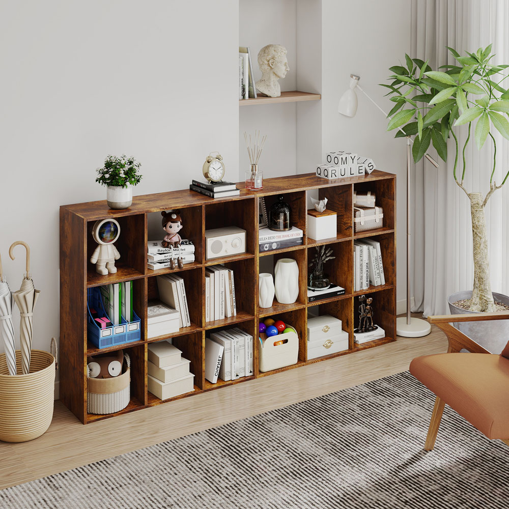 HOMCOM 9 Cube Rustic Brown Storage Cupboard Image 5